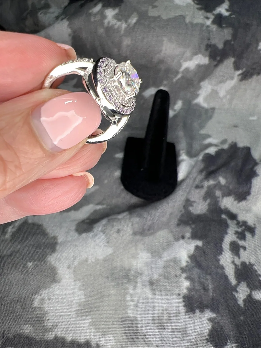 Sterling Silver 925 Oval Halo Moissanite Diamonds